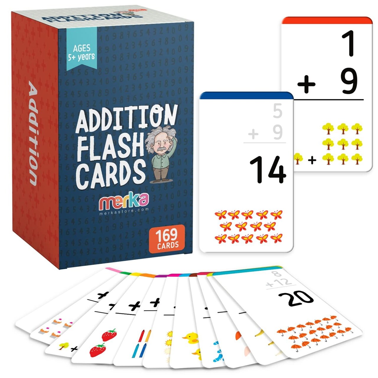 merka Math Flash Cards, 169 Flashcards in Total, Addition Learning Mathematics, Preschool Math, Create Game for Kids, Classroom and Homeschool Toys, 1st to 4th Graders, Ages 4-14